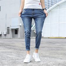 秋季九分牛仔裤男潮牌修身小脚男士休闲裤子韩版潮流9087-P45，男装牛仔裤，电商A318