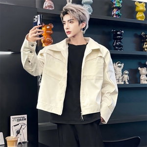（自家图）新款小众pu皮拼接机车服皮夹克皮衣男2612-P80图片