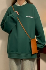 美式慵懒风chic圆领卫衣女胖MM大码春秋薄款oversize宽松休闲外套，女装短外套，电商A233-1