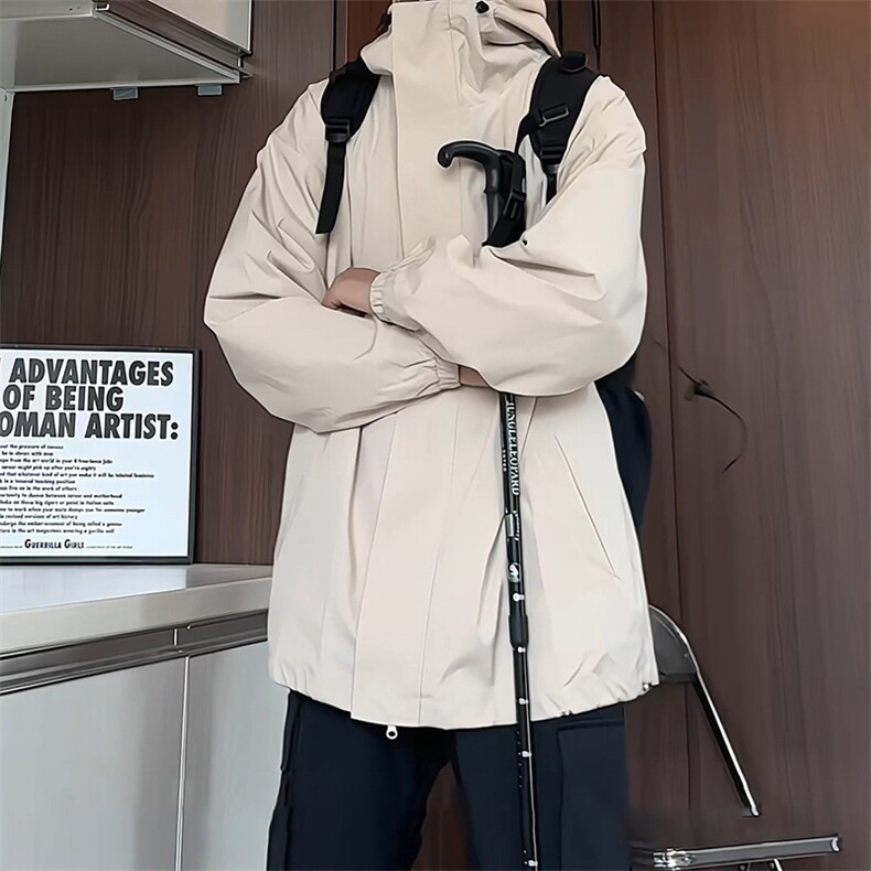 JK101/P65秋装防水冲锋衣外套男纯色潮宽松大码夹克男,男装夹克,电商基地A050