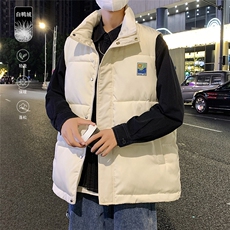 港风冬季新款立领马甲白鸭绒羽绒服男潮宽松男MJ613P115控158，男装羽绒服，电商A268A