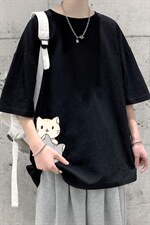YT26164-P30亚短袖t恤男大码五分袖男宽松七分袖港风模特，男装T恤，电商A040