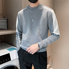 秋季男士针织圆领毛衣时尚简约百搭设流线衣条纹加绒打底S572/P48，男装T恤，星座506