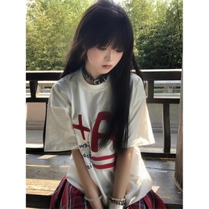 T0675-P25 创意美式A加趣味印花短袖 男女同款上衣图片