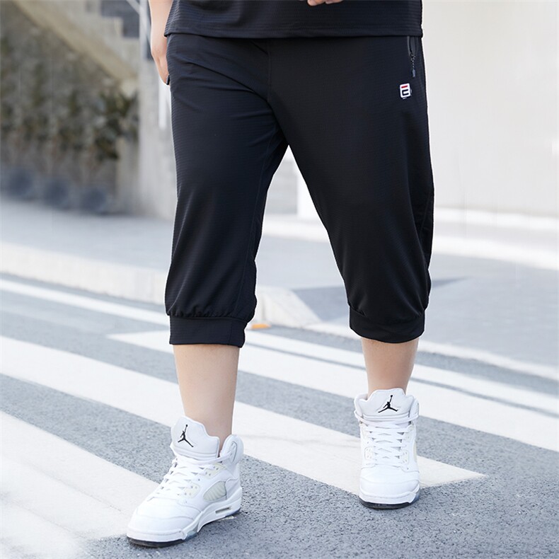 男大码休闲运动弹力7分裤冰丝网眼5032-1_L-4XLP505XL-9XLP55,男装休闲裤,星座1516-1