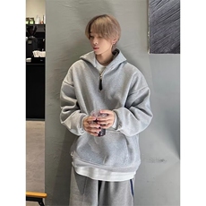现货1014-1-WY59-特批58拉链设计连帽长袖宽松休闲连帽套头衫卫衣，男装卫衣，星座1014-1