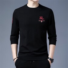 2023新款春季长袖t恤男士圆领卫衣中年上衣男装百搭休闲上衣图片
