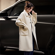 2025年冬季中长款高端羊毛呢子大衣双面羊绒毛呢外套，女装双面呢大衣，简韵佳