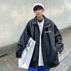 欧美炸街白色皮衣夹克男秋季大码上衣服韩版潮流痞帅高级感外套，男装皮衣，星座1210-1