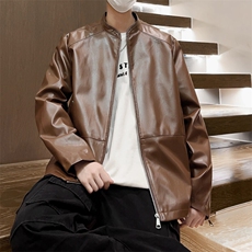 春季皮衣男立领男士机车皮夹克休闲外套潮流上衣A266-PY005-P85，男装皮衣，电商A266