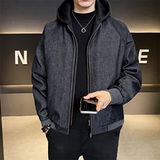 假两件羽绒服男标50白鸭绒牛仔外套休闲时尚B317/Y555/P1/238，男装工装外套，电商B317