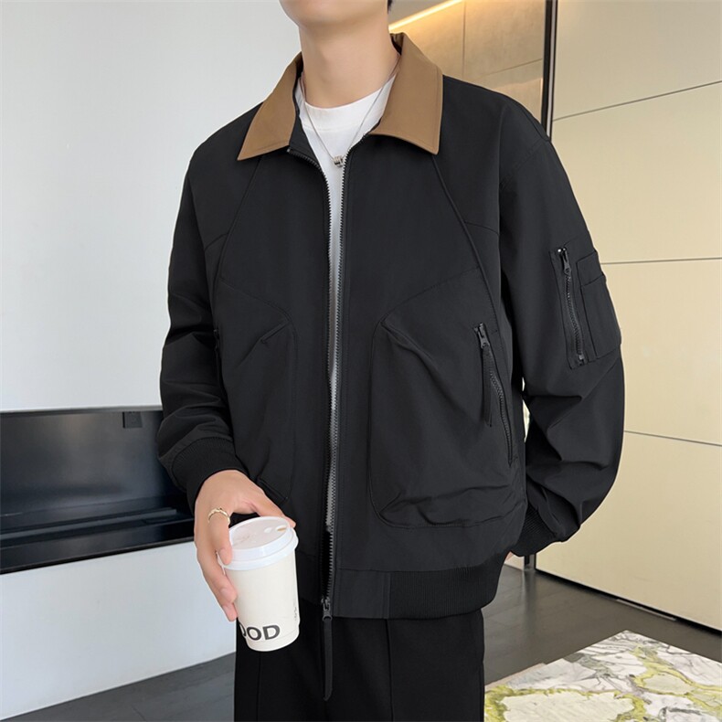 2025新款现货小米格夹克男撞色翻领上衣外套DSA157B-J2557-P70,男装夹克,电商A157B