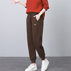 长期大货2024年冬季新款时尚加绒加厚休闲裤小脚裤松紧腰卫女，女装休闲裤，璐依舞