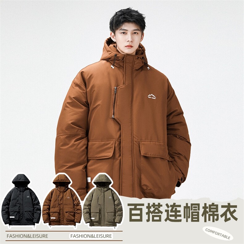 冲锋衣羽绒棉服男冬季宽松大码加厚棉衣ins潮流外套M0783-P120图片