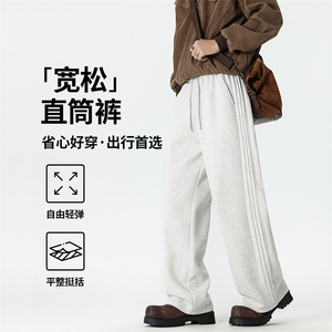 514-1933k-P39美式男款秋冬男裤长裤直筒裤宽松休闲运动裤卫裤黑图片