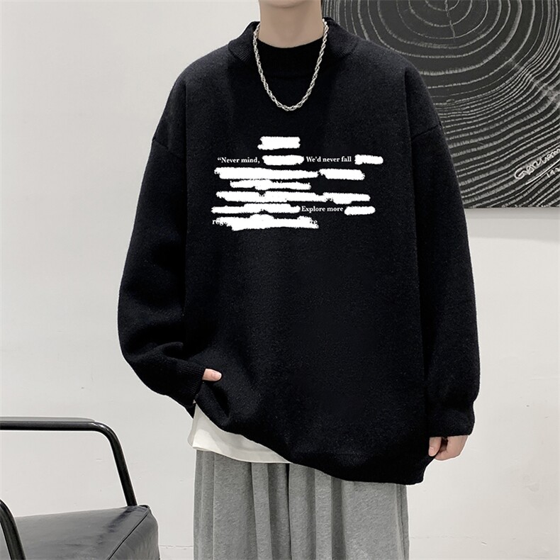 半高领毛衣男大码胖子针织衫毛线衣M18445-P45加绒款-P65,男装针织衫/毛衣,电商A040