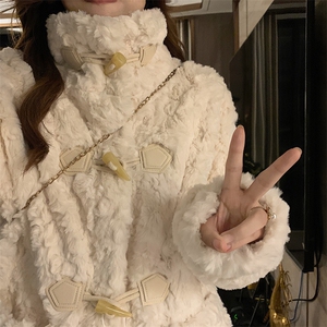 C870-P130羊羔毛外套女新款情侣宽松百搭加绒加厚开衫棉服图片