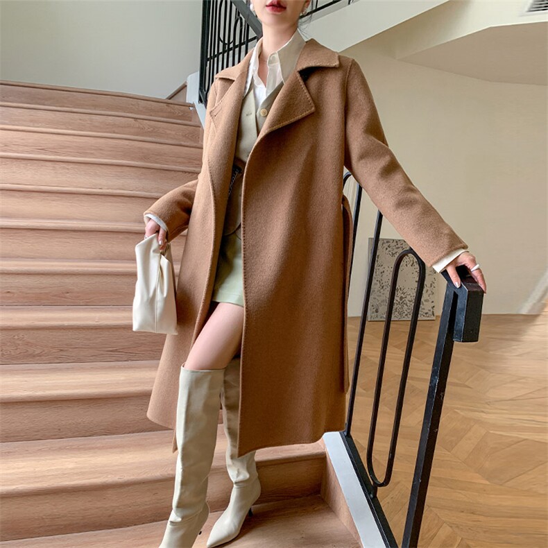 时尚百搭经典简约女装双面呢大衣优雅显瘦长款外套气质女神必备,女装双面呢大衣,乾庄羊绒