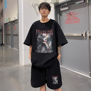 ！2025夏季新款男士潮流华夫格短袖T恤套装学生一套HTZ106P50图片