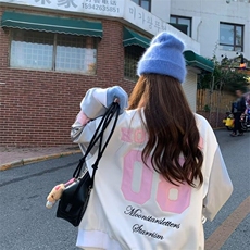 美式蝴蝶刺绣棒球服外套女春秋季甜酷韩系穿搭夹克撞色上衣潮，女装短外套，星座506A