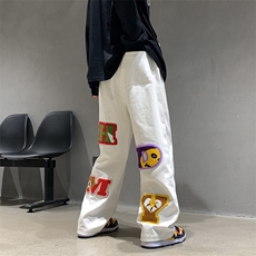 高街男直筒宽松春款炸街潮字母阔腿拖地裤UK94P38，男装休闲裤，星座1116-2
