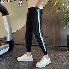 黑色裤子男夏季薄款修身小脚裤痞帅条纹休闲裤束脚运动裤K032，男装休闲裤，星座1116A-2（原606A-1）