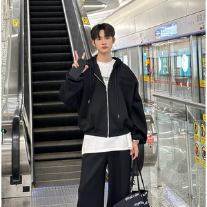 2025新款卫衣港风宽松连帽卫衣开衫男女同款百搭 XZ212-QY042-P50图片