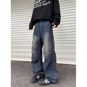 美式大口袋工装牛仔裤男春秋季潮牌青少年伞兵休闲裤1126/P54图片