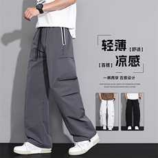 夏季工装裤男冰丝薄款直筒裤子2025新款潮牌男生宽松速干休闲长裤，女装休闲裤，星座1206（原A206）