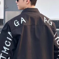 字母印花美式衬衫外套男春秋季韩版痞帅高级感日系休闲长袖衬衣潮，男装衬衫，星座506A