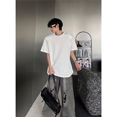 网图新款260G高品质圆领垫肩短袖T恤可二开有大码潮DJ901-P22，男装T恤，电商C310-1