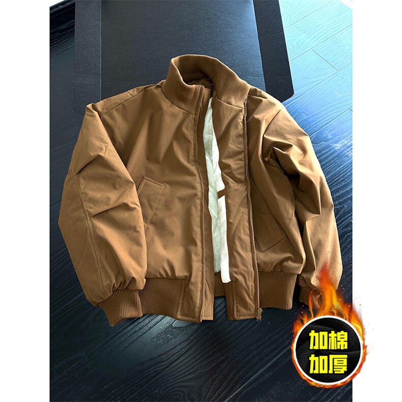 棉衣5W件现货冬季美拉德立领飞行夹克廓形高街棒球服加棉加厚外套，男装夹克，电商A486