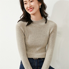 半高领毛衣女内搭秋冬2024年新款修身显瘦长袖紧身短款，女装针织衫/毛衣，皓宇羊绒