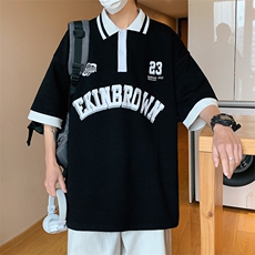 1港风polo衫男休闲潮大码情侣风翻领短袖T恤DP7741P45控68，男装T恤，星座226-2