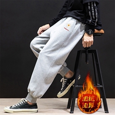 K12059-P40加绒P50束脚纯棉运动裤男士休闲裤大码宽松卫裤男，男装休闲裤，电商A040A