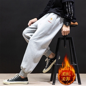 K12059-P40 加绒P50 束脚纯棉运动裤男士休闲裤大码宽松卫裤男图片