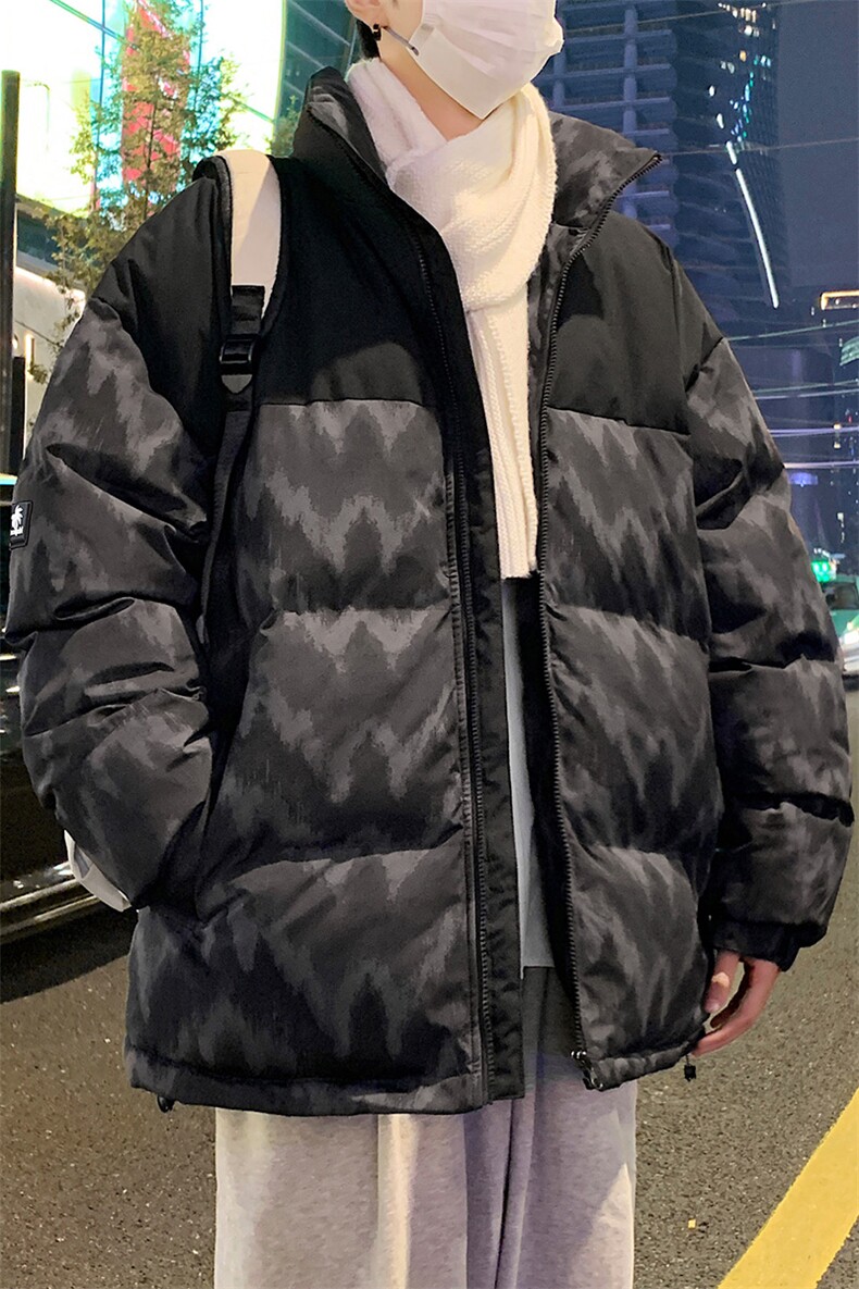 秋冬2024新款立领加厚拼接印花棉衣外套A436-5902-P98控价138,男装棉衣,电商A436