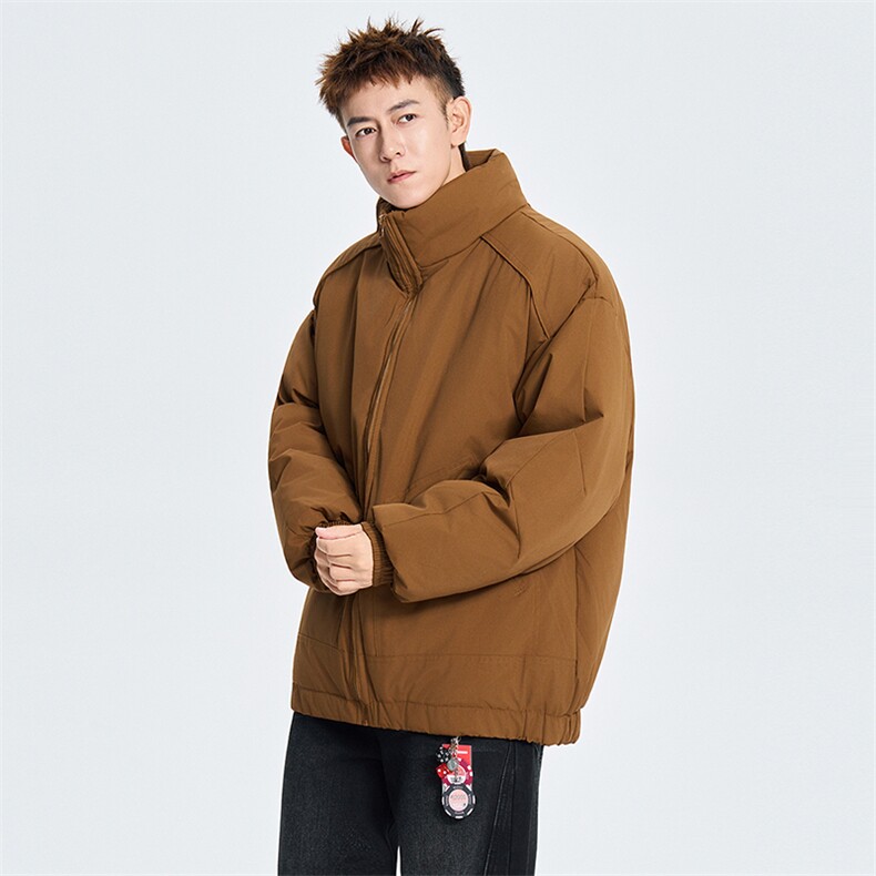 现货冬季美式休闲加厚雪山外套夹克立领纯色三防户外工装棉服图片