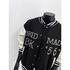 数字款珍珠红色棒球服撞色夹克外套JK0116-1-P105，男装夹克，星座313A(原308A-2)