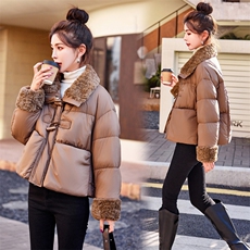 短款仿羊羔毛拼接羽绒服女2024冬季新款女装保暖外套潮！达标90绒！，女装羽绒服，慧尚依恋