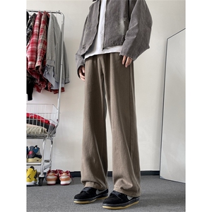 牛仔裤男复古纯色潮牌潮流韩版宽松直筒休闲长裤春季工装阔腿裤子图片