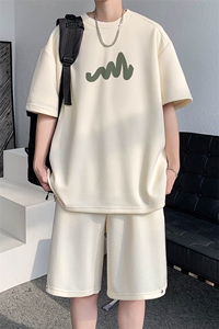280g重磅抖音男士夏季短袖t恤情侣套装 A417P65图片