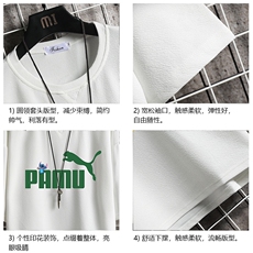 Q11227-P30春夏季七分袖t恤男大码五分袖男短袖中袖网格，男装T恤，电商A040A