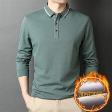 中年男士长袖加绒棉T恤男上衣秋季新款棉质打底POLO衫HPN7729-P95图片