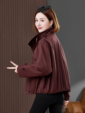 2025年秋冬季小个子安哥拉红夹棉妈妈时尚棉衣短外套，女装棉衣/棉服，靓衣阁