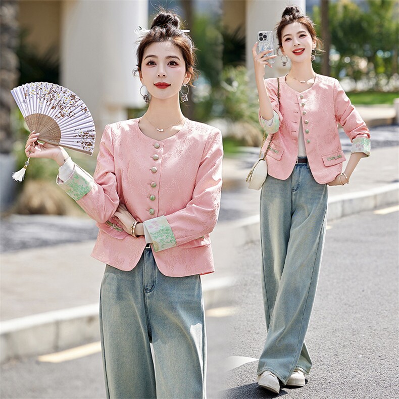 新中式国风提花外套女2025早春新款小香风小个子短款唐装名媛上衣，女装短外套，艾仟回(原伊仟回)