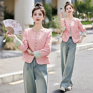 新中式国风提花外套女2025早春新款小香风小个子短款唐装名媛上衣，女装短外套，艾仟回(原伊仟回)