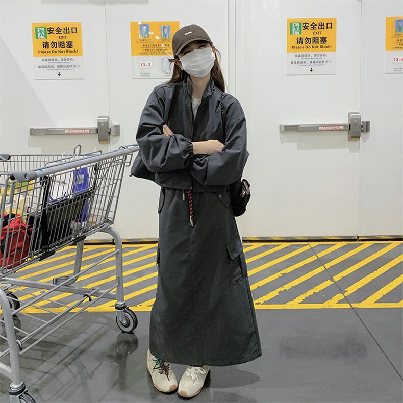 慵懒风休闲运动风套装女2025春秋季新款显瘦夹克工装半身裙两件套，女装套装/套裙，C位