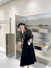 印花磨毛拼接丝绒裙，其它，Balance Studio