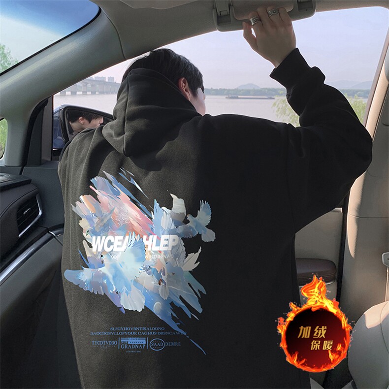 抖音得物供货可提供视频秋冬重磅美式宽松连帽卫衣DL2251,男装卫衣,电商A486